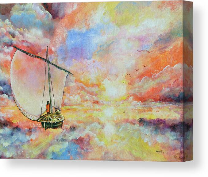 Yogananda Canvas Print featuring the painting Fisherman of Souls by Ashleigh Dyan Bayer