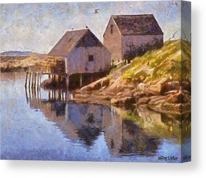 Canadian Canvas Print featuring the painting Fishing Wharf by Jeffrey Kolker