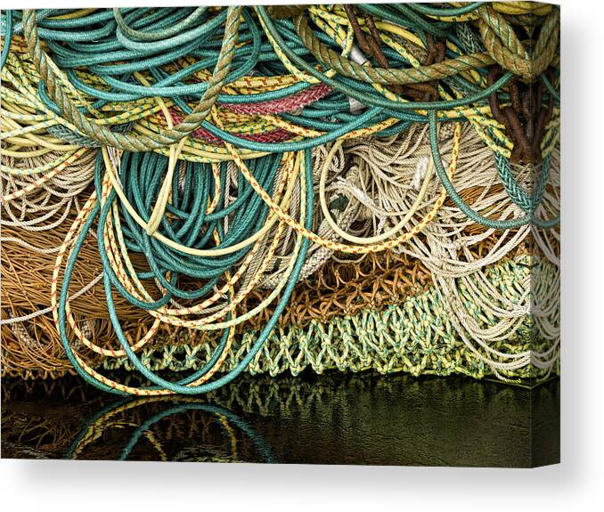 Fishing Canvas Print featuring the photograph Fishnets and Ropes by Carol Leigh