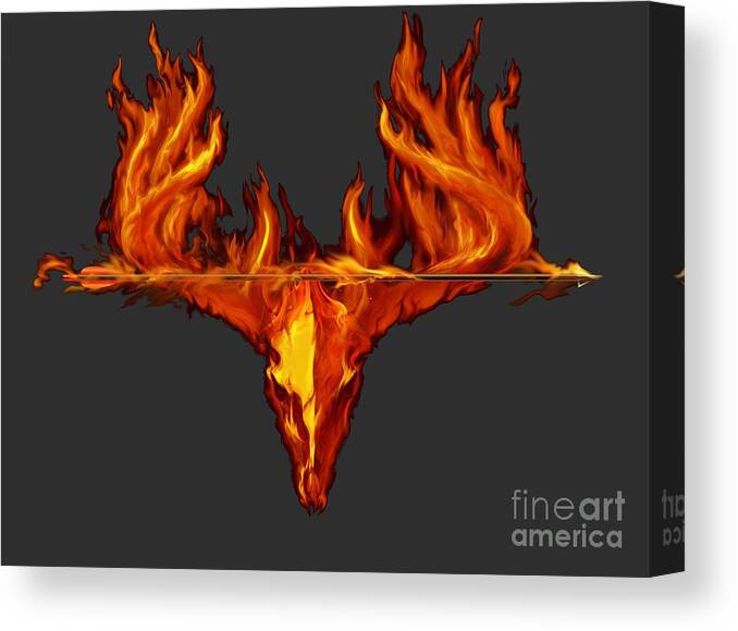 Fire Canvas Print featuring the painting Flame on buck with arrow by Robert Corsetti