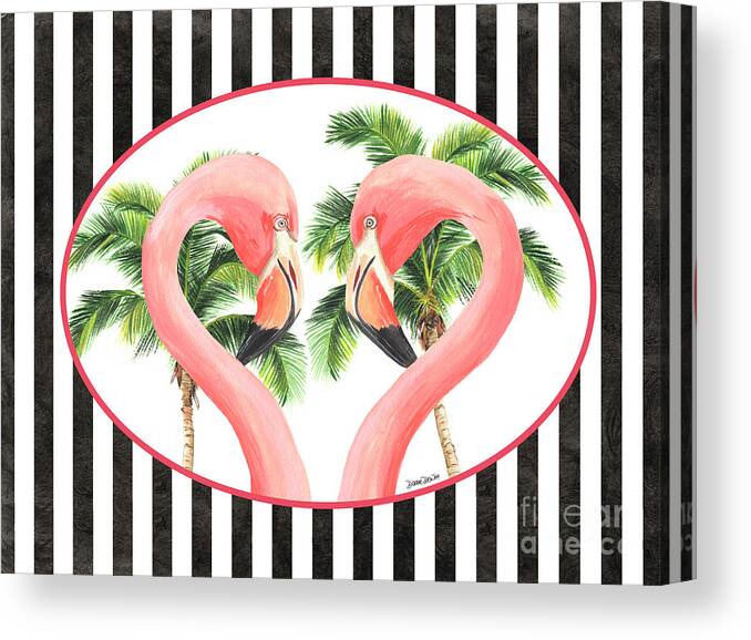 Flamingo Canvas Print featuring the painting Flamingo Amore 5 by Debbie DeWitt