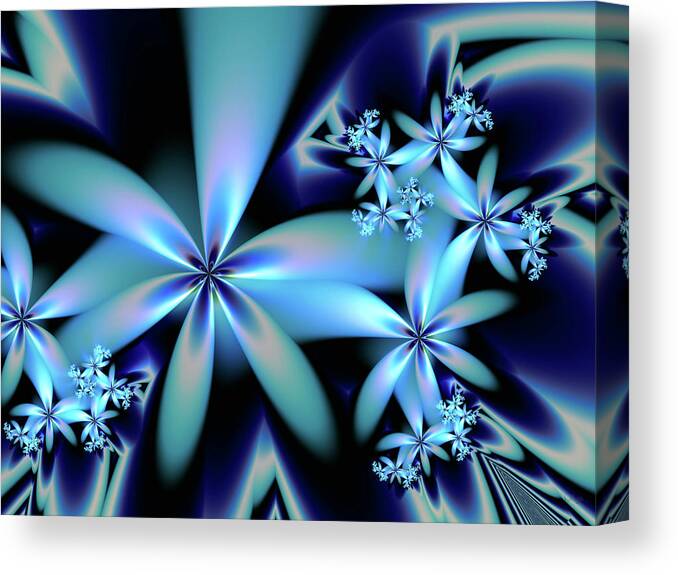 Fractal Canvas Print featuring the digital art Flower Power Blue by Debra Martelli