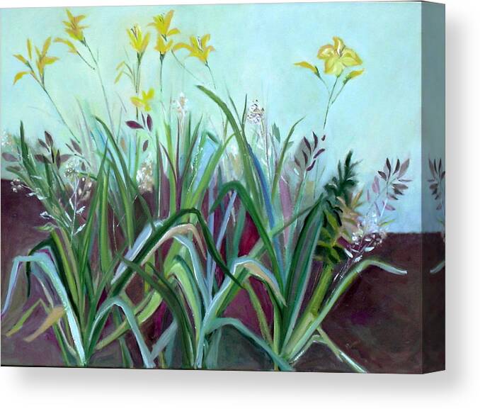 Flowers And Leaves Canvas Print featuring the painting Flowers and Leaves by Betty Pieper