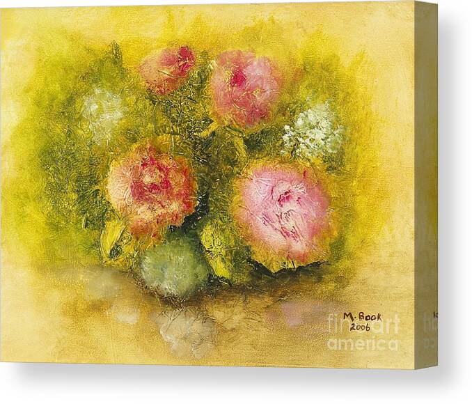Still Life Canvas Print featuring the painting Flowers Pink by Marlene Book