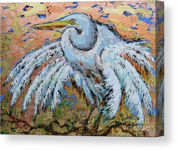 Canvas Print featuring the painting Fluffy Feathers by Jyotika Shroff