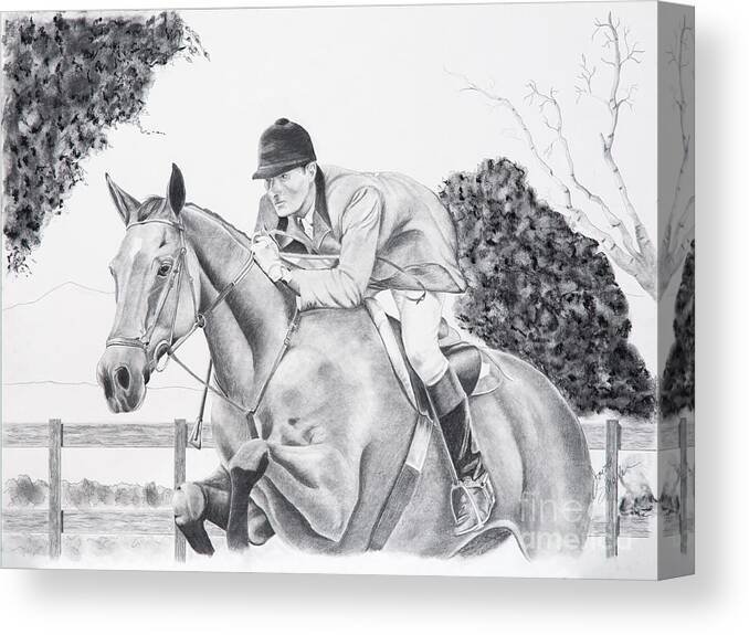 Dressage Canvas Print featuring the drawing Focused by Joette Snyder