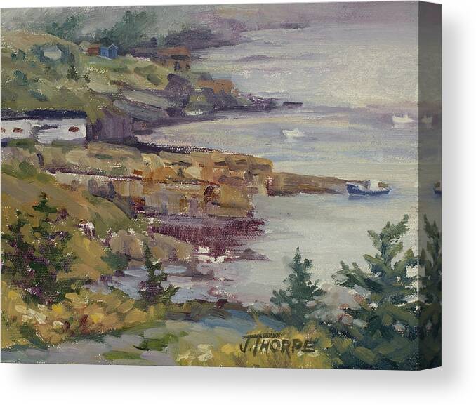 Coast Canvas Print featuring the painting Fog Lifting by Jane Thorpe