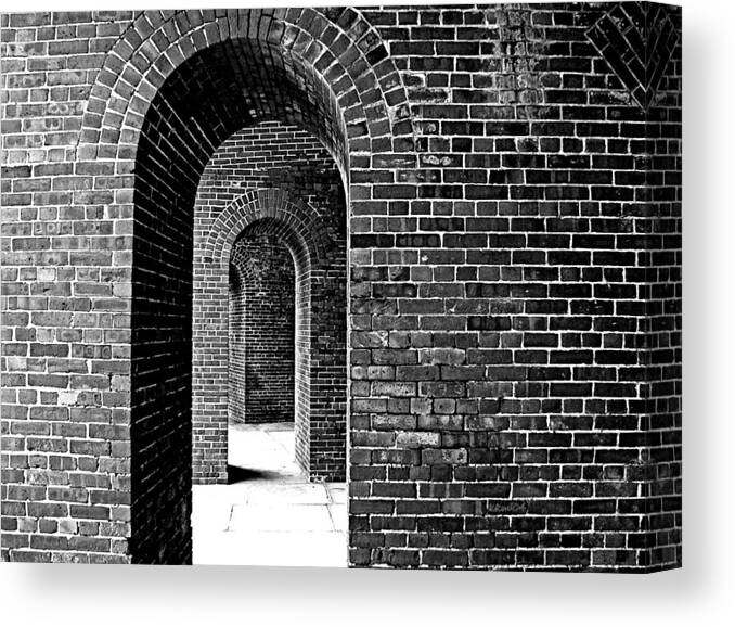 Fort Arches In Black And White Canvas Print featuring the photograph Fort Arches in Black and White by Kathy K McClellan