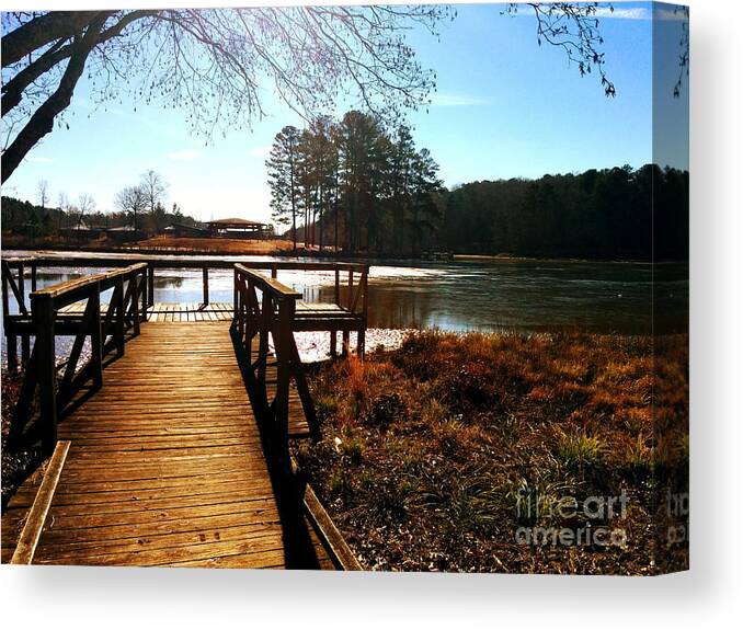 Boardwalk Canvas Print featuring the photograph Fort Yargo Boardwalk by Cat Rondeau