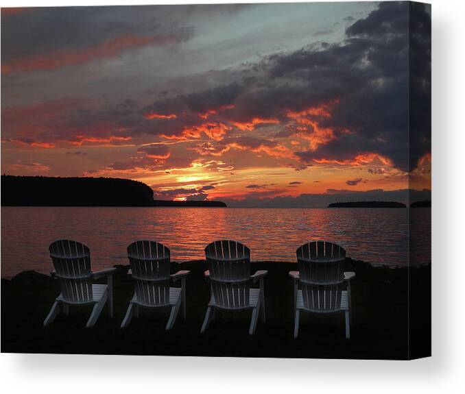 Four Canvas Print featuring the photograph Four Chair Sunset by David T Wilkinson