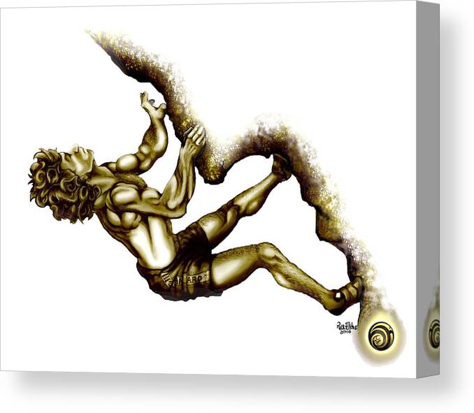 Rock Climbing Canvas Print featuring the mixed media Fred Bronzed by Rick Ritchie