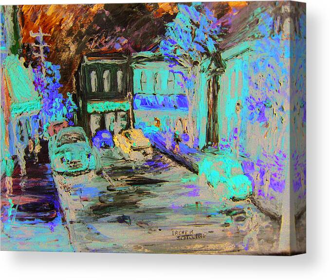 Impressionist Canvas Print featuring the painting French Storefronts by Irene Schilling