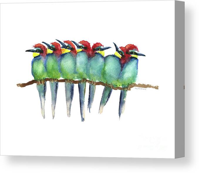 Bee Eater Canvas Print featuring the painting Friends to Lean On by Amy Kirkpatrick
