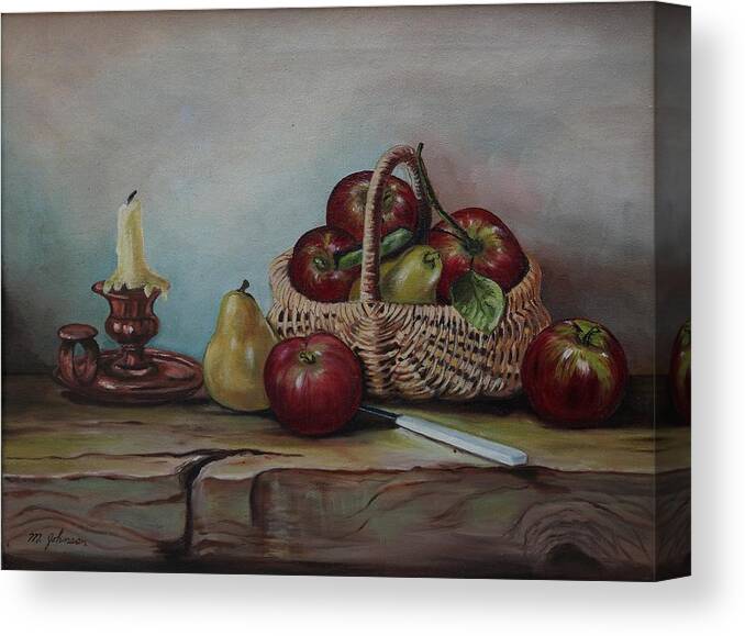 Fruit Basket Canvas Print featuring the painting Fruit Basket - LMJ by Ruth Kamenev
