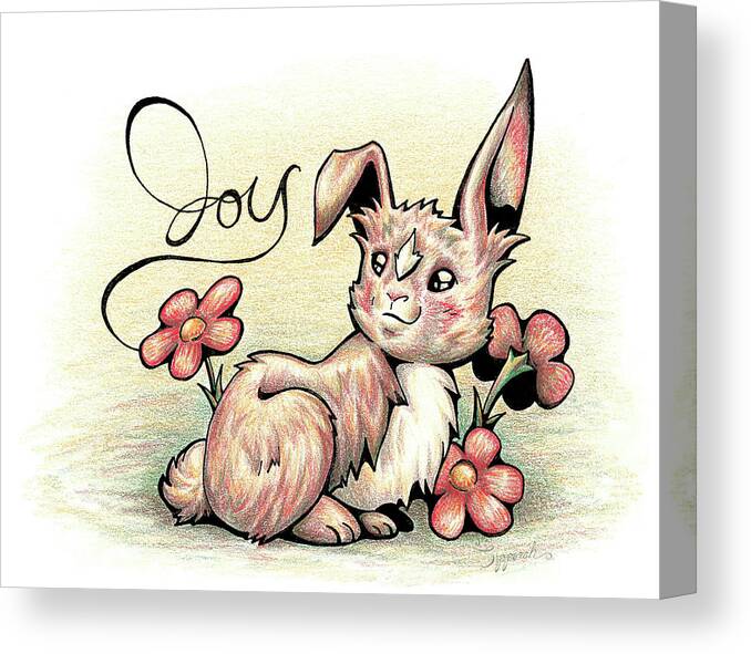 Illustrative Canvas Print featuring the drawing Inspirational Animal BUNNY by Sipporah Art and Illustration