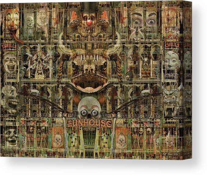 Horror Canvas Print featuring the digital art Funhouse of the Damned by Bill Jonas