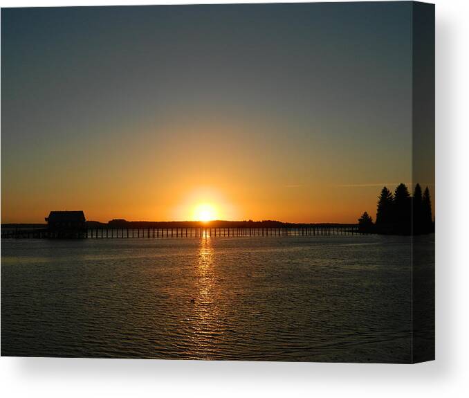 Nature Canvas Print featuring the photograph Garibaldi Pier Sunset by Gallery Of Hope 