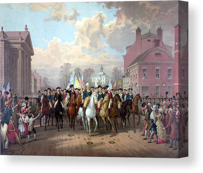 George Washington Canvas Print featuring the painting General Washington Enters New York by War Is Hell Store
