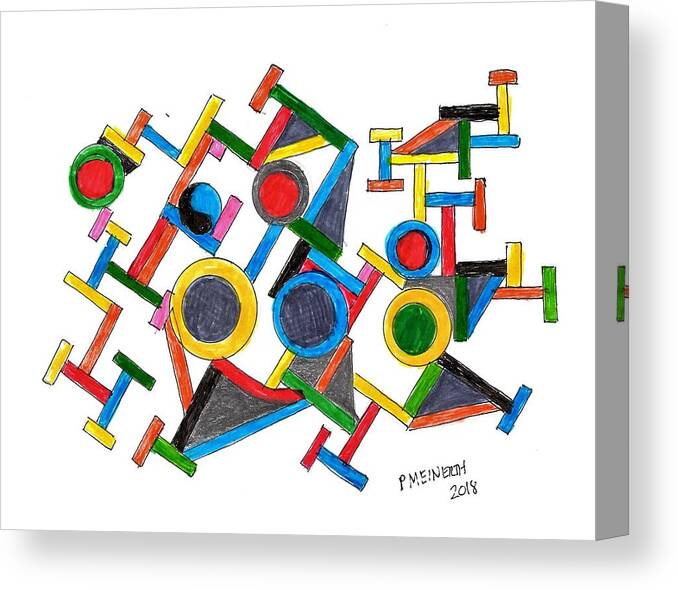 Abstract Images Canvas Print featuring the drawing Geometric Fun by Paul Meinerth