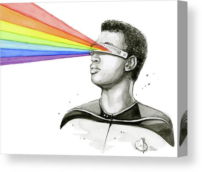 Star Trek Canvas Print featuring the painting Geordi Sees the Rainbow by Olga Shvartsur