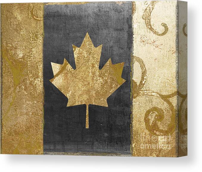 Canada Canvas Print featuring the painting Glamour Gold Canada Flag by Mindy Sommers