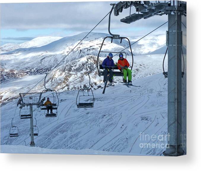 Ski-ing Canvas Print featuring the photograph The Glenshee Chairlift - Scotland by Phil Banks