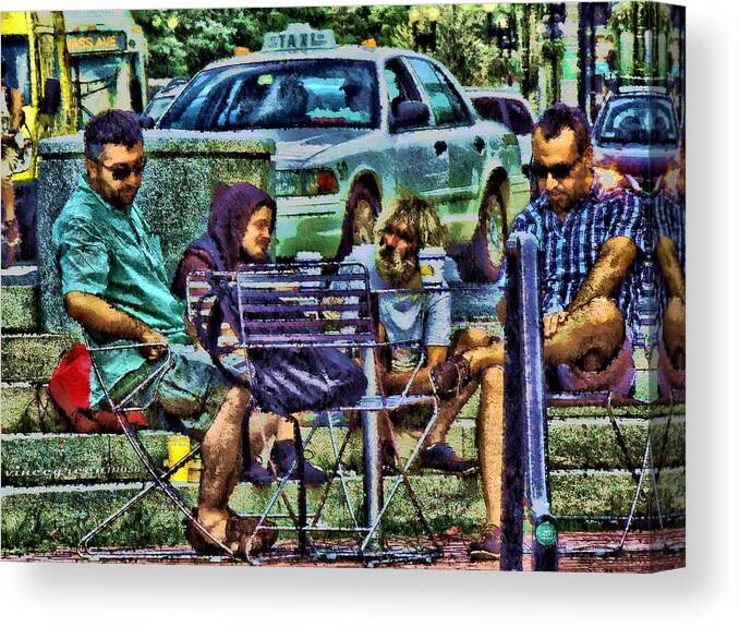 People Canvas Print featuring the digital art Going Places From Harvard Square by Vincent Green