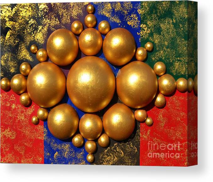 Abstract Canvas Print featuring the mixed media Golden bubbles by P Dwain Morris