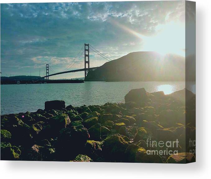 Golden Gate Bridge Canvas Print featuring the photograph Golden Gate Bridge December Morning by Artist Linda Marie