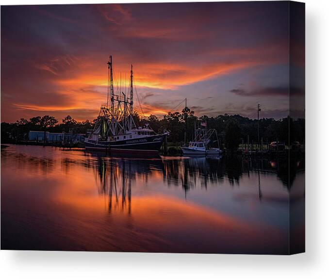 Bayou Canvas Print featuring the photograph Golden Sunset on the Bayou by Brad Boland