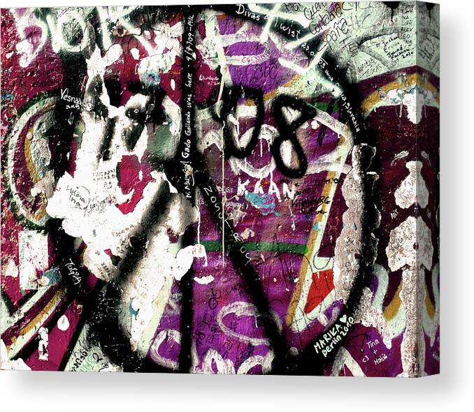 Berlin Canvas Print featuring the photograph Graffiti on the Berlin Wall by Adriana Zoon