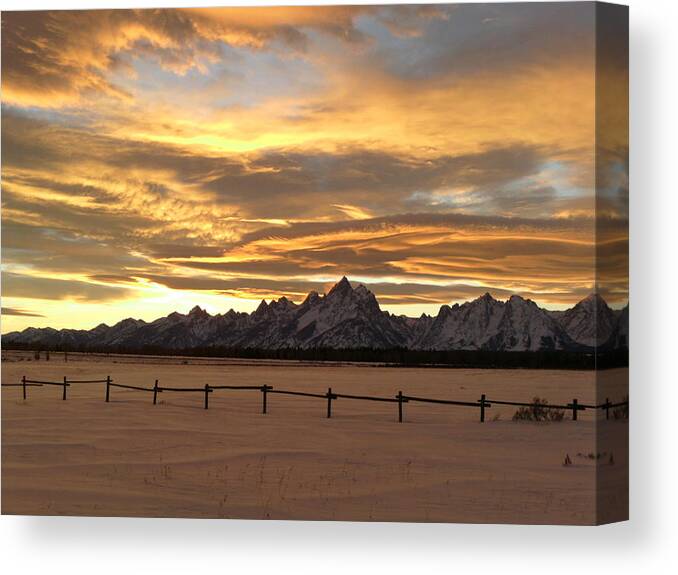 Grand Teton Canvas Print featuring the photograph Grand Tetons in January Glory by David Bader
