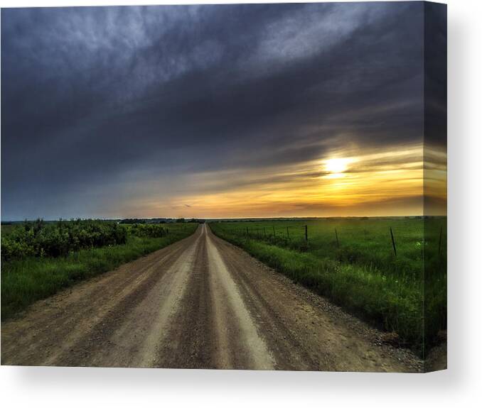 Sunset Canvas Print featuring the photograph Gravel Sunset June 2015 by Eric Benjamin