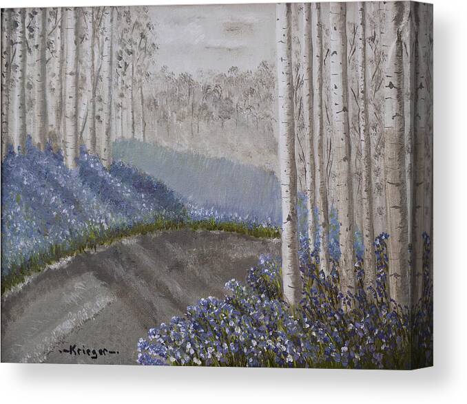 Grayscale Canvas Print featuring the painting Grayscale Bluebells by Stephen Krieger