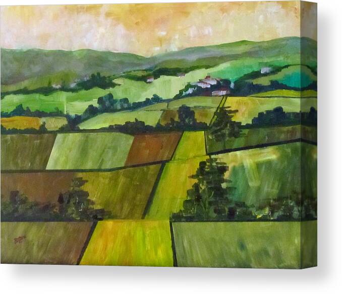 Trees Canvas Print featuring the painting Green Fields by Barbara O'Toole