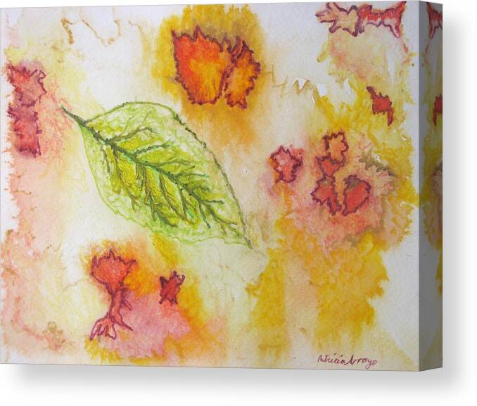Nature Canvas Print featuring the painting Green Leaf of Fall by Patricia Arroyo