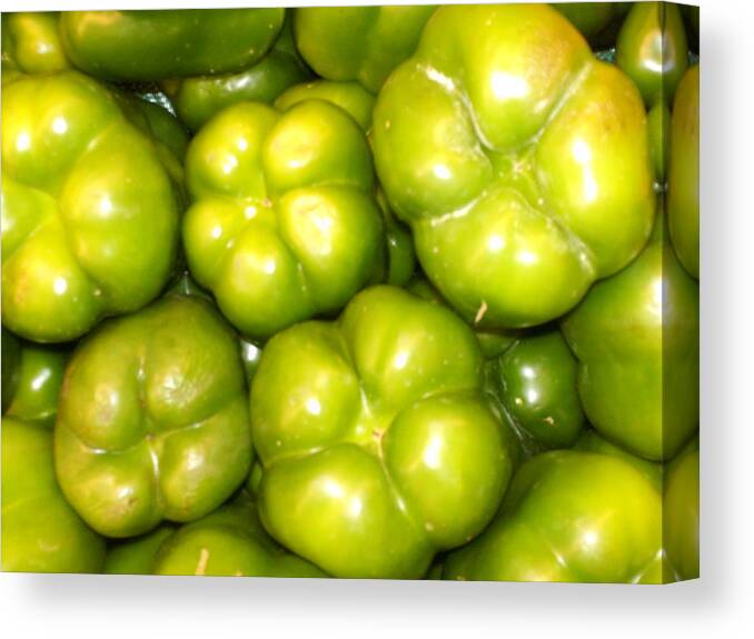 Green Canvas Print featuring the photograph Green Pepper by Anne 