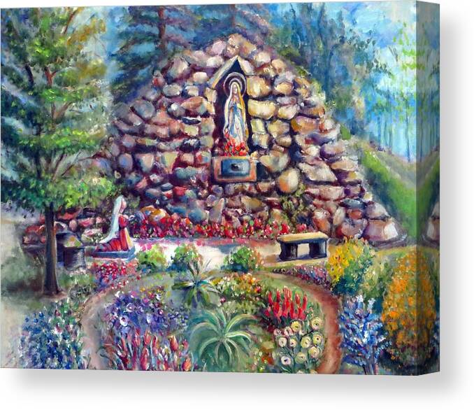 Blessed Mary Canvas Print featuring the painting Grotto II by Bernadette Krupa