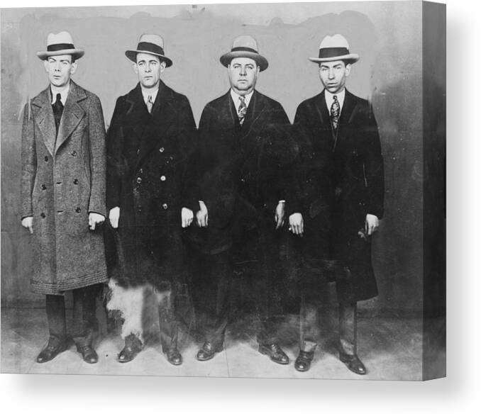 History Canvas Print featuring the photograph Group Of Mobsters In The 1920s. Left by Everett