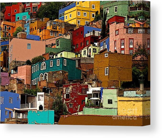 Darian Day Canvas Print featuring the photograph Guanajuato Hillside 4 by Mexicolors Art Photography