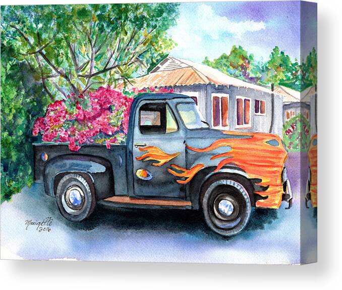 Hanapepe Canvas Print featuring the painting Hanapepe Truck 2 by Marionette Taboniar