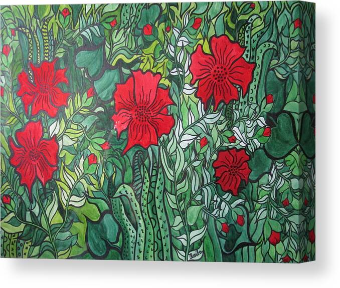 Floral Canvas Print featuring the painting Happiness by Rosita Larsson