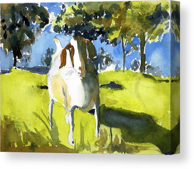  Canvas Print featuring the painting Happy Goat by Kathleen Barnes