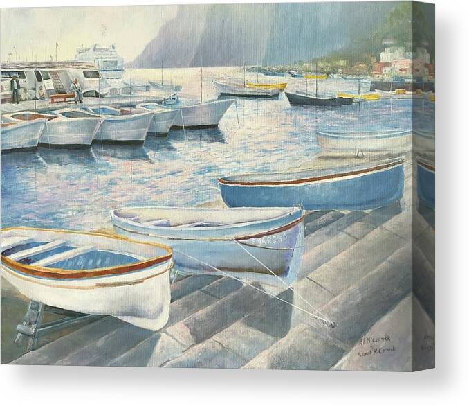 Capri Canvas Print featuring the painting Harbor of Capri by ML McCormick