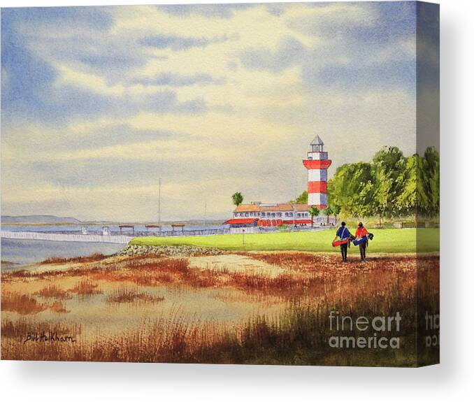 Harbor Town Golf Course Canvas Print featuring the painting Harbor Town Golf Course 18th Hole by Bill Holkham