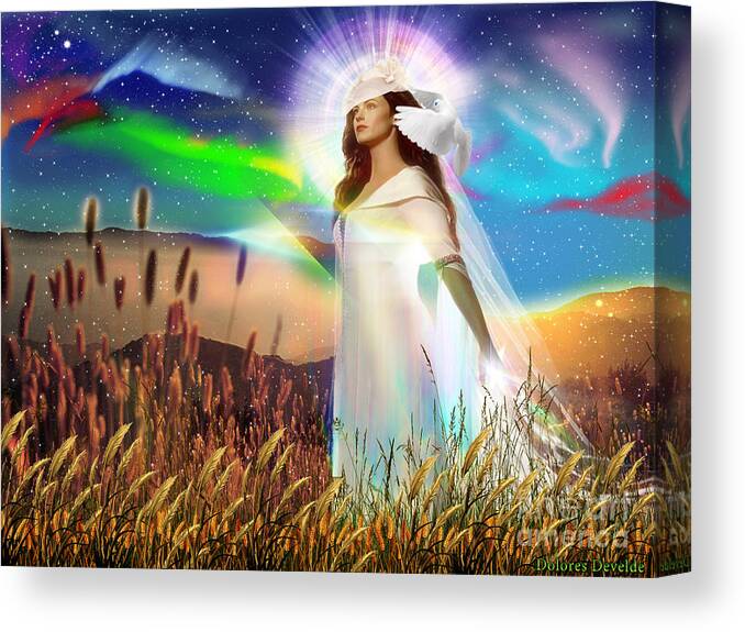 Wheat And Tare Canvas Print featuring the digital art Harvest Bride by Dolores Develde
