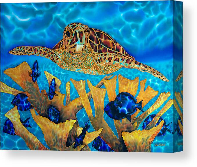 Sea Turtle Canvas Print featuring the painting Hawksbill Sea Turtle by Daniel Jean-Baptiste