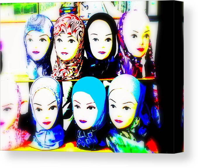 Veil Canvas Print featuring the photograph Head Scarfs for sale in Lyon by Funkpix Photo Hunter