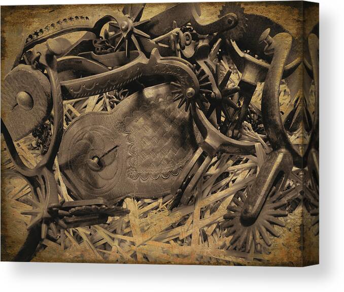 Western Canvas Print featuring the photograph Heap of Spurs by Scott Kingery