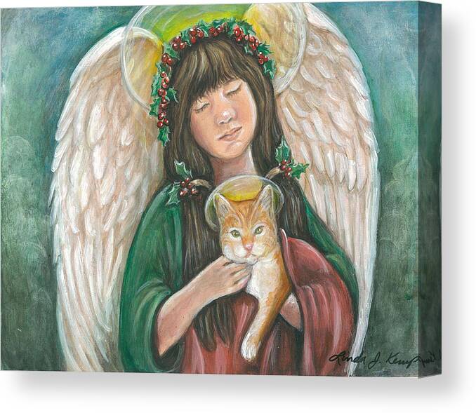 Kitty Canvas Print featuring the painting Heavenly Kitty by Linda Nielsen